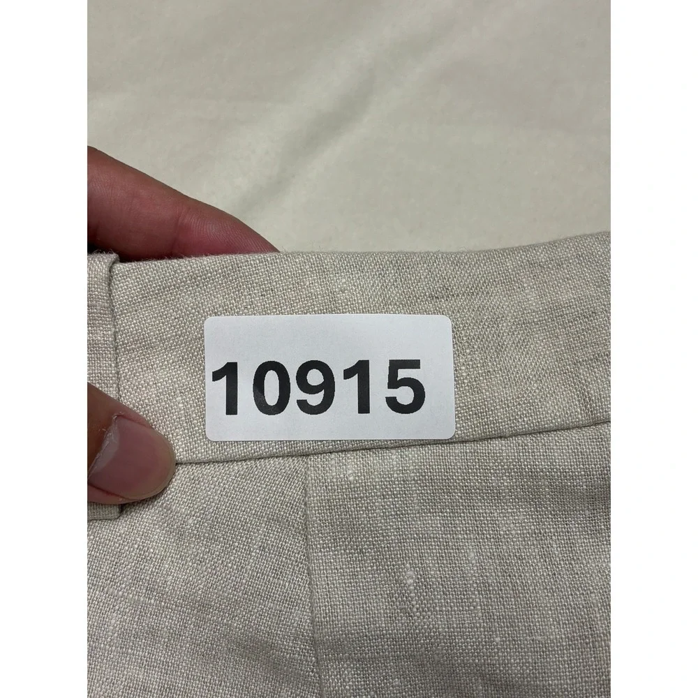 Banana Republic 100% Linen Straight Leg Pleated Trousers Beige Womens 0 W28 L30